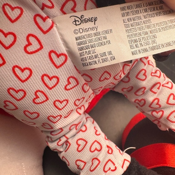 Disney Valentine MINNIE MOUSE 22” Plush Toy Stuffed Animal Red Outfit With Heart - Picture 5 of 6